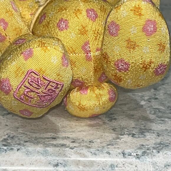 Vintage 2003 Sanrio Hell0 Kitty Yellow Pink Floral Pattern Moveable Joints Plush - Picture 6 of 6